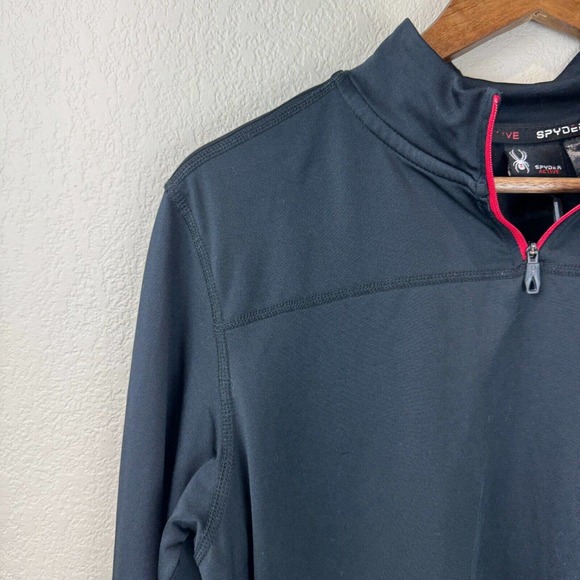 Spyder Active Mens 1/4 Zip Tech Pullover Sweater Size S/P Black Mock Neck - Picture 3 of 14